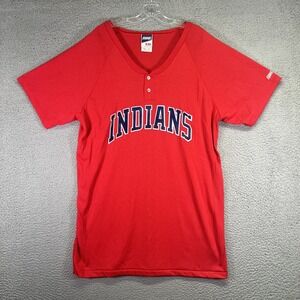 Vintage Cleveland Indians Shirt Mens 2XL Red MLB Baseball Tee Bike USA 90s